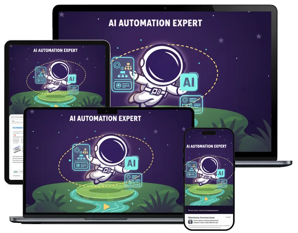 AI Automation Expert Programm auf Laptop, Tablet und Handy