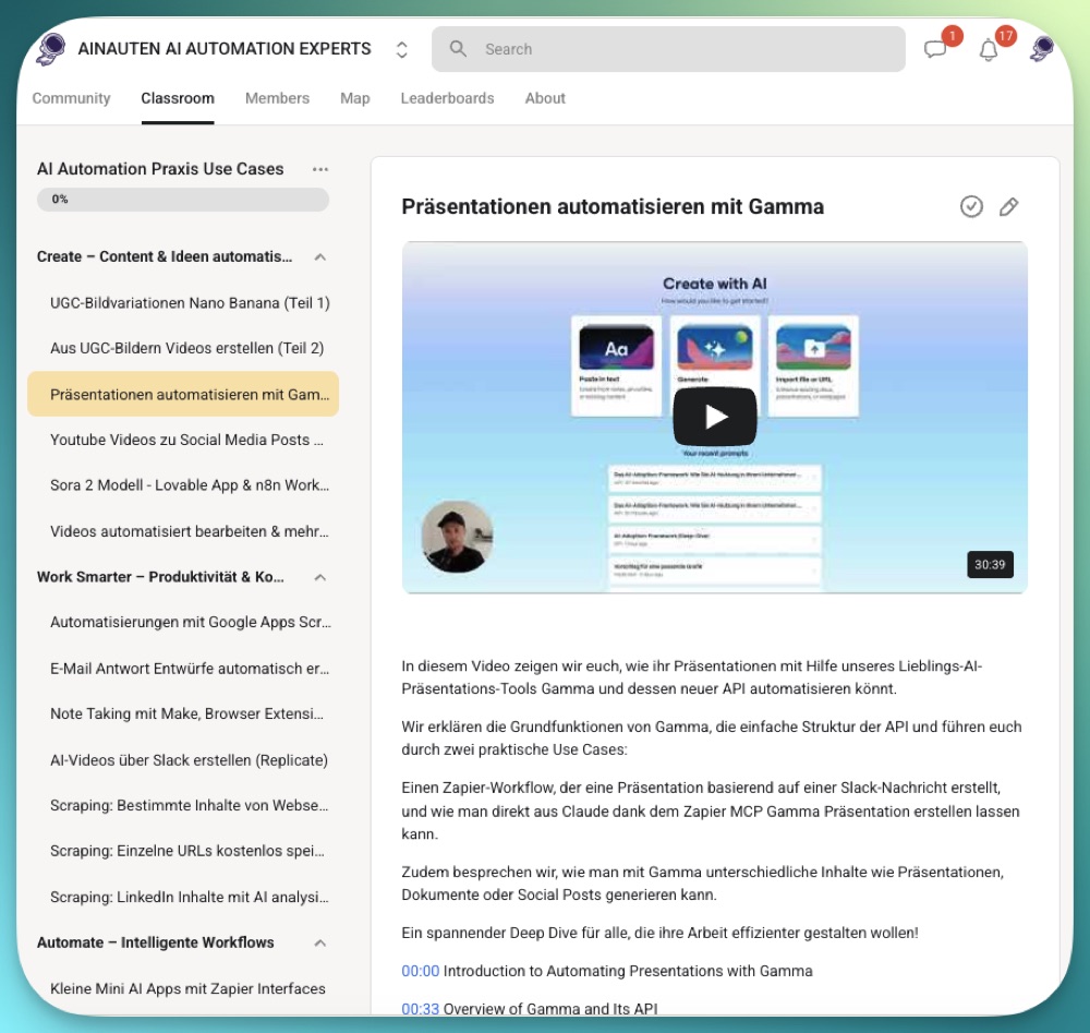 Deep-Dive-Lesson mit Video, Anleitung und Timestamps